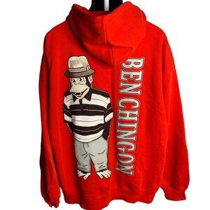 Ben Chingon Pullover Hoodie Sweatshirt 2XL Red Kangaroo Pocket Double Sided